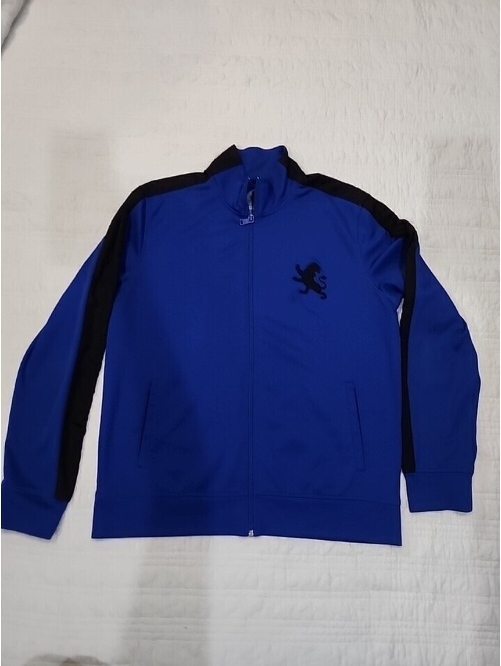 Men’s Express Royal Blue Zip-Up Lightweight Jacket Black Trim Size L RN#55285